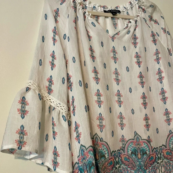 Zac & Rachel Boho Bell Sleeve Multi Color Paisley Print Blouse Top Size … - Picture 4 of 9